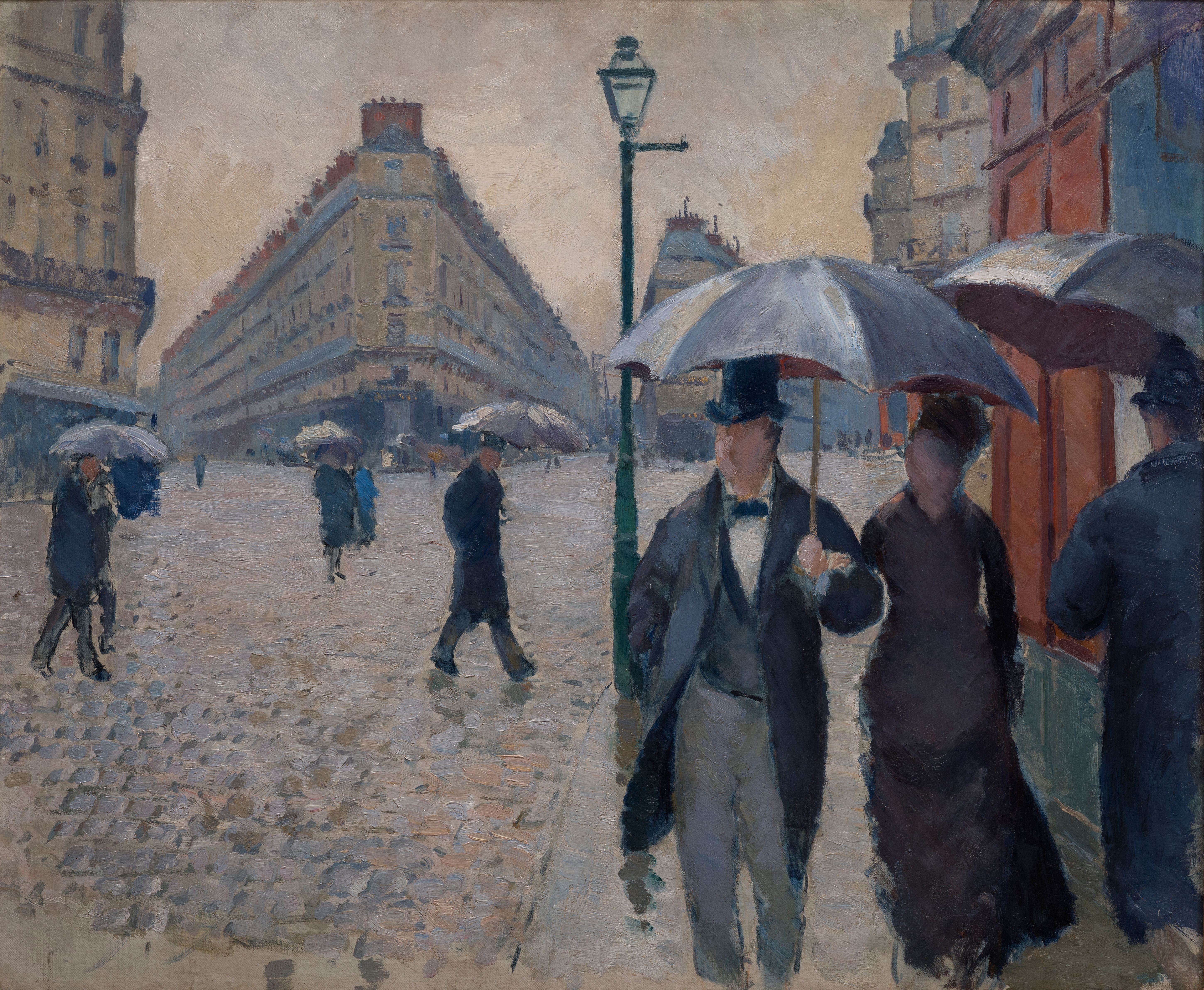 Gustave Caillebotte (1848-1894) Rue de Paris. Temps de pluie, 1877. Huile sur toile, 54 × 65 cm. Inv. 5062. Paris, Musée Marmottant Monet, legs de Michel Monet, 1966.