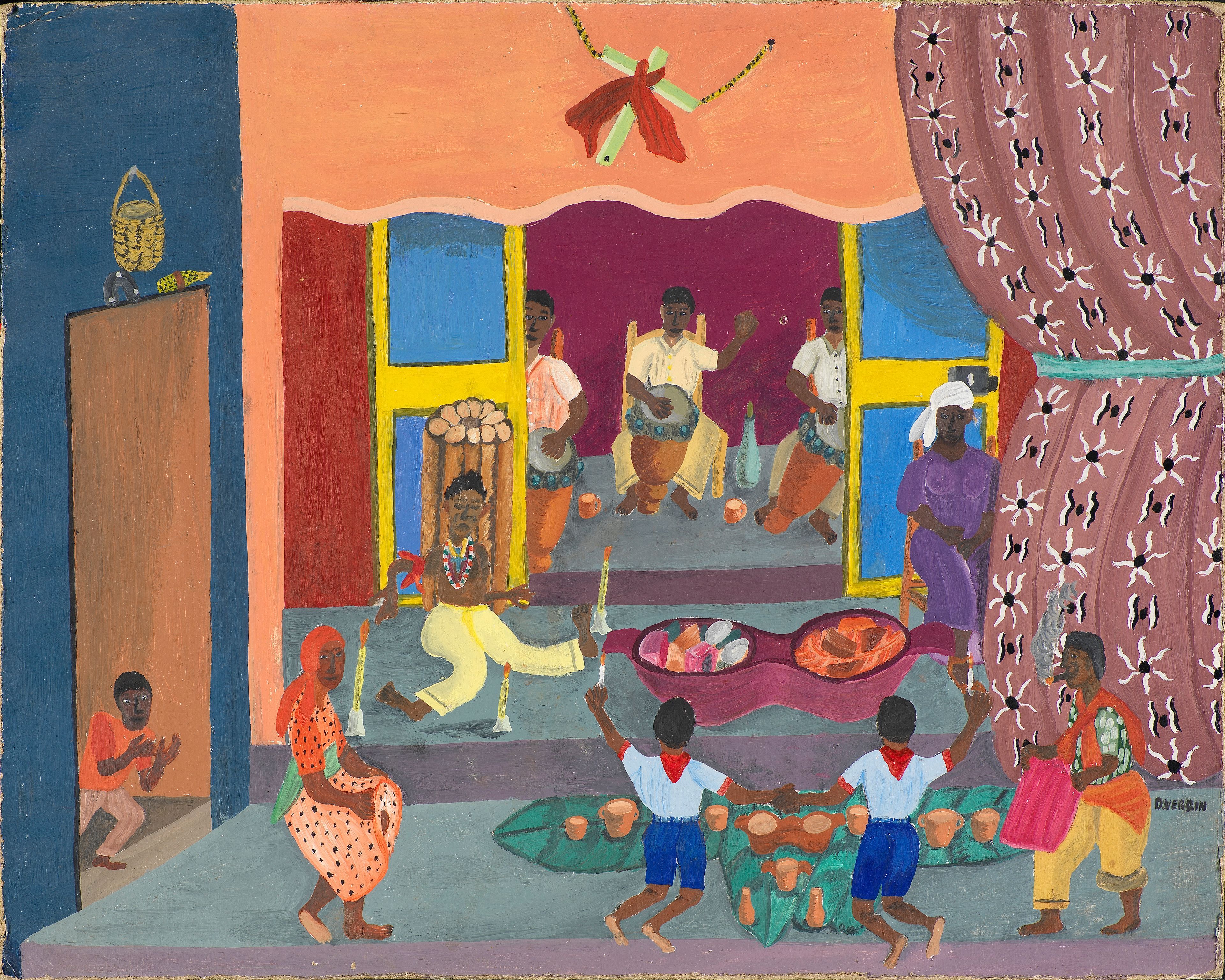 Tableau figurant la cérémonie Marassa Première moitié du XXe siècle - Attribué à Denis Vergin (1928-2009) - Peinture à l’huile - Musée du quai Branly – Jacques Chirac, Paris.