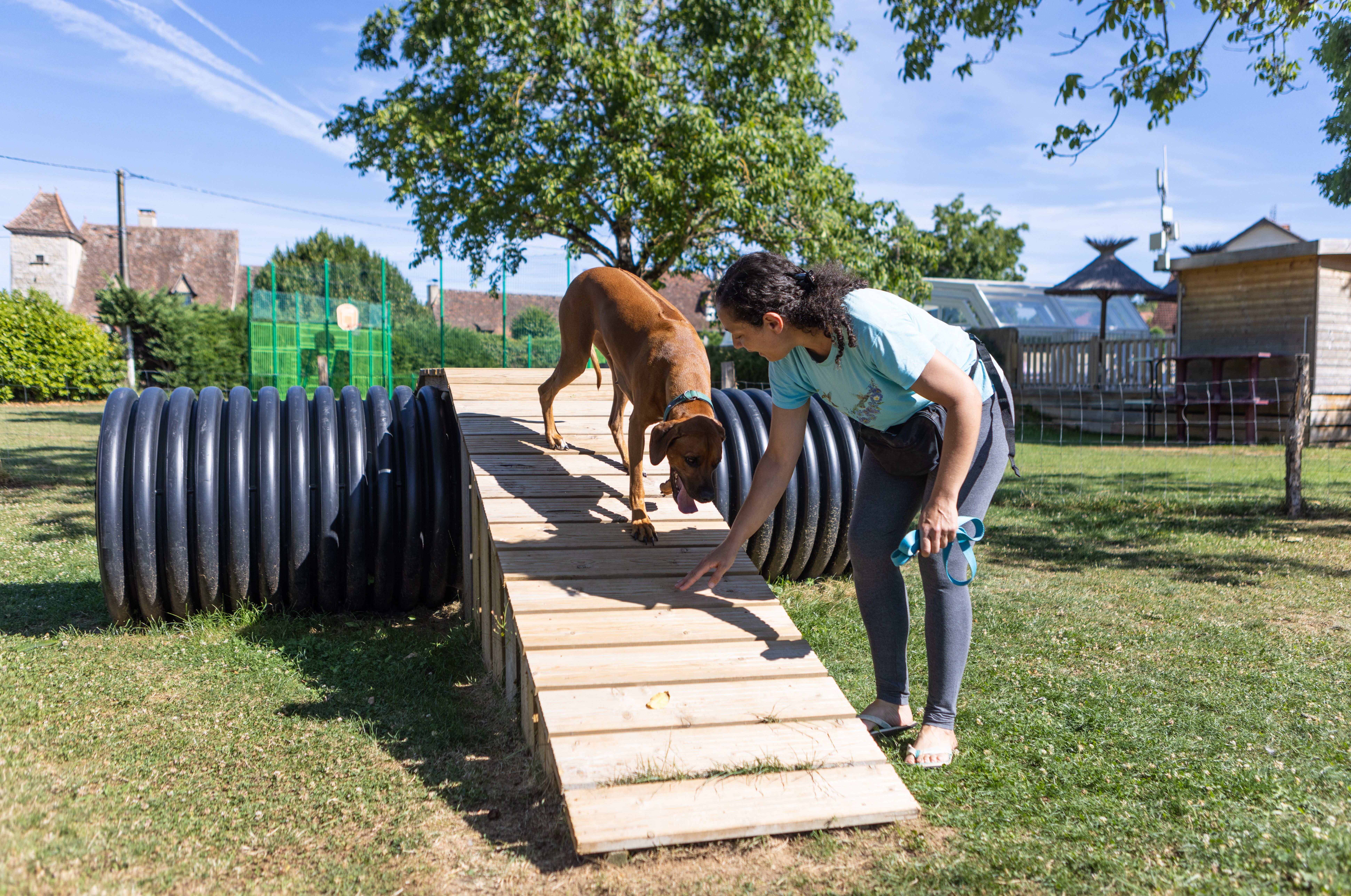 Behendigheidsparcours op camping Le Ventoulou.