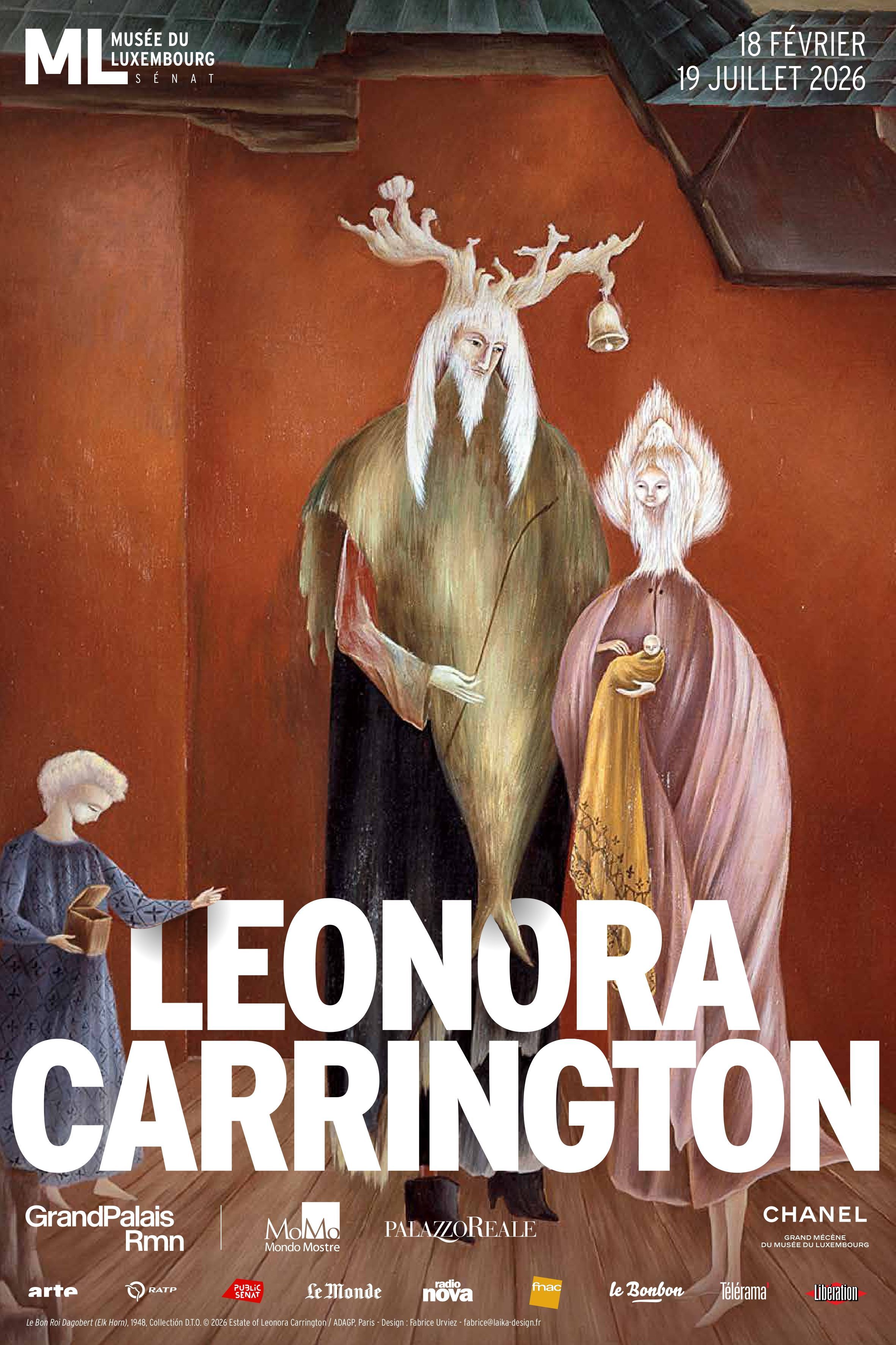 Affiche van de tentoonstelling 'Leonora Carrington'. 