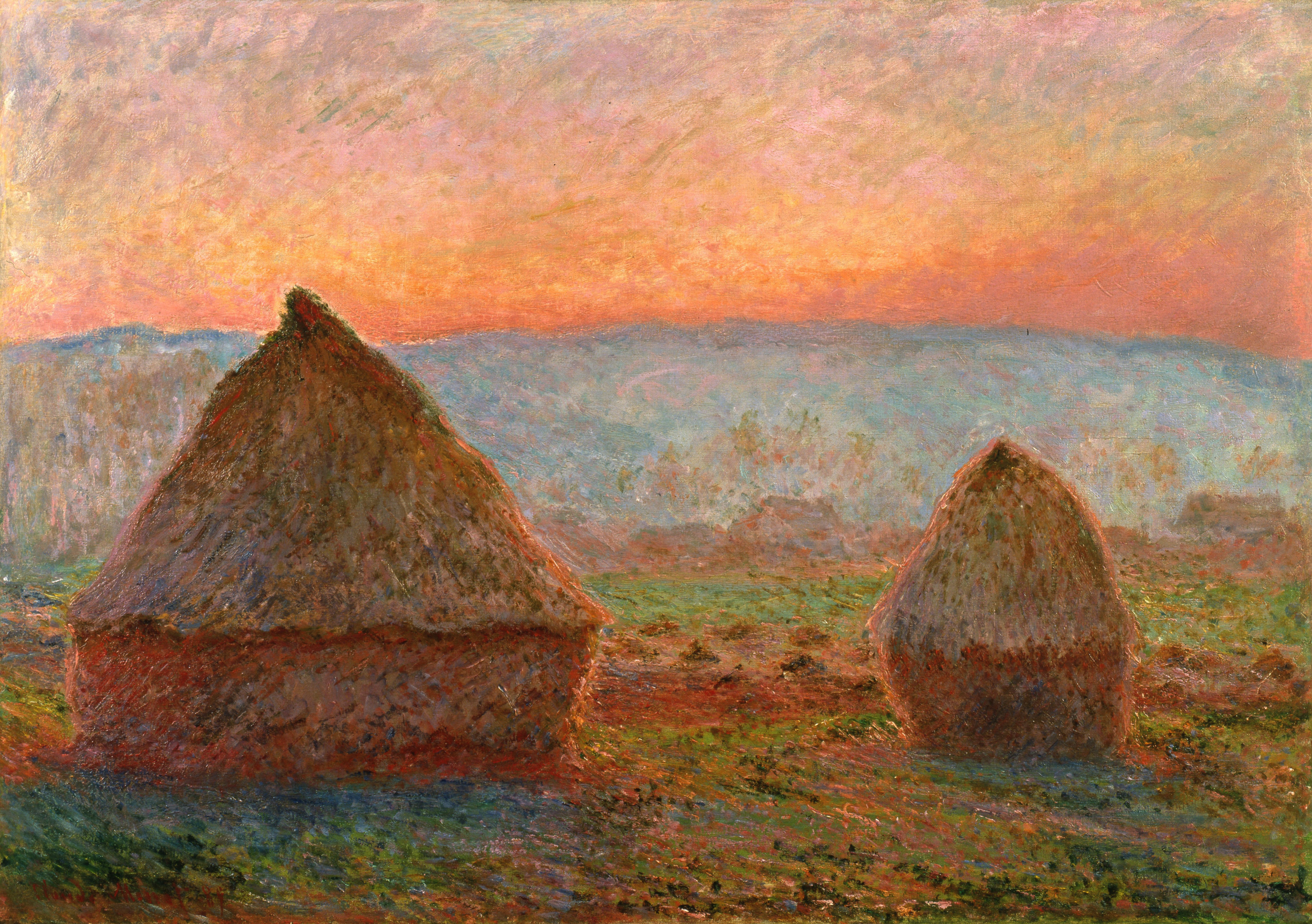 Claude Monet (1840-1926) Les Meules à Giverny, soleil couchant, 1888-1889 Huile sur toile, 65 x 92 cm.