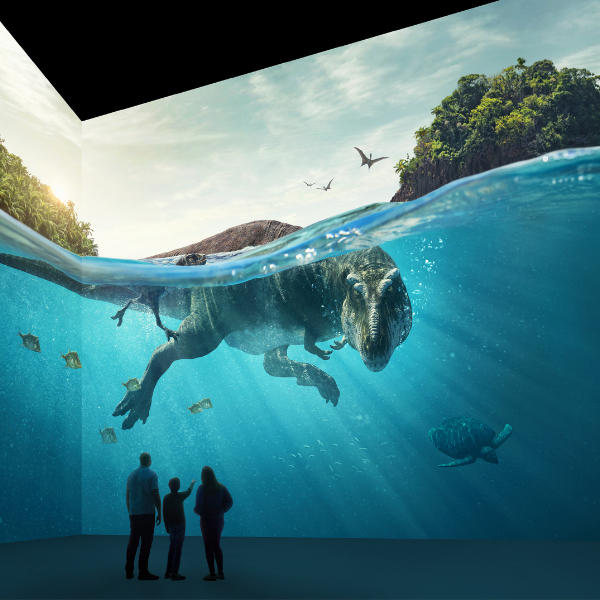 Expérience immersive "Planète préhistorique : Dinosaures" à l'Atelier des Lumières.