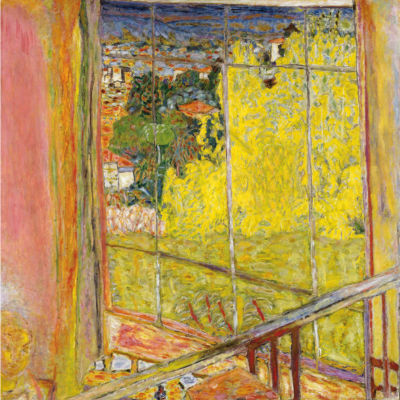 Pierre Bonnard, L’Atelier au mimosa, Le Cannet, hiver 1939 – octobre 1946, huile sur toile, 127,5 × 127,5 cm, Paris.