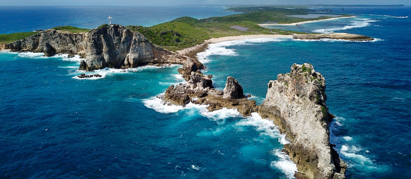  Pointe des Châteaux, près de Saint-François, dans les îles de Guadeloupe.