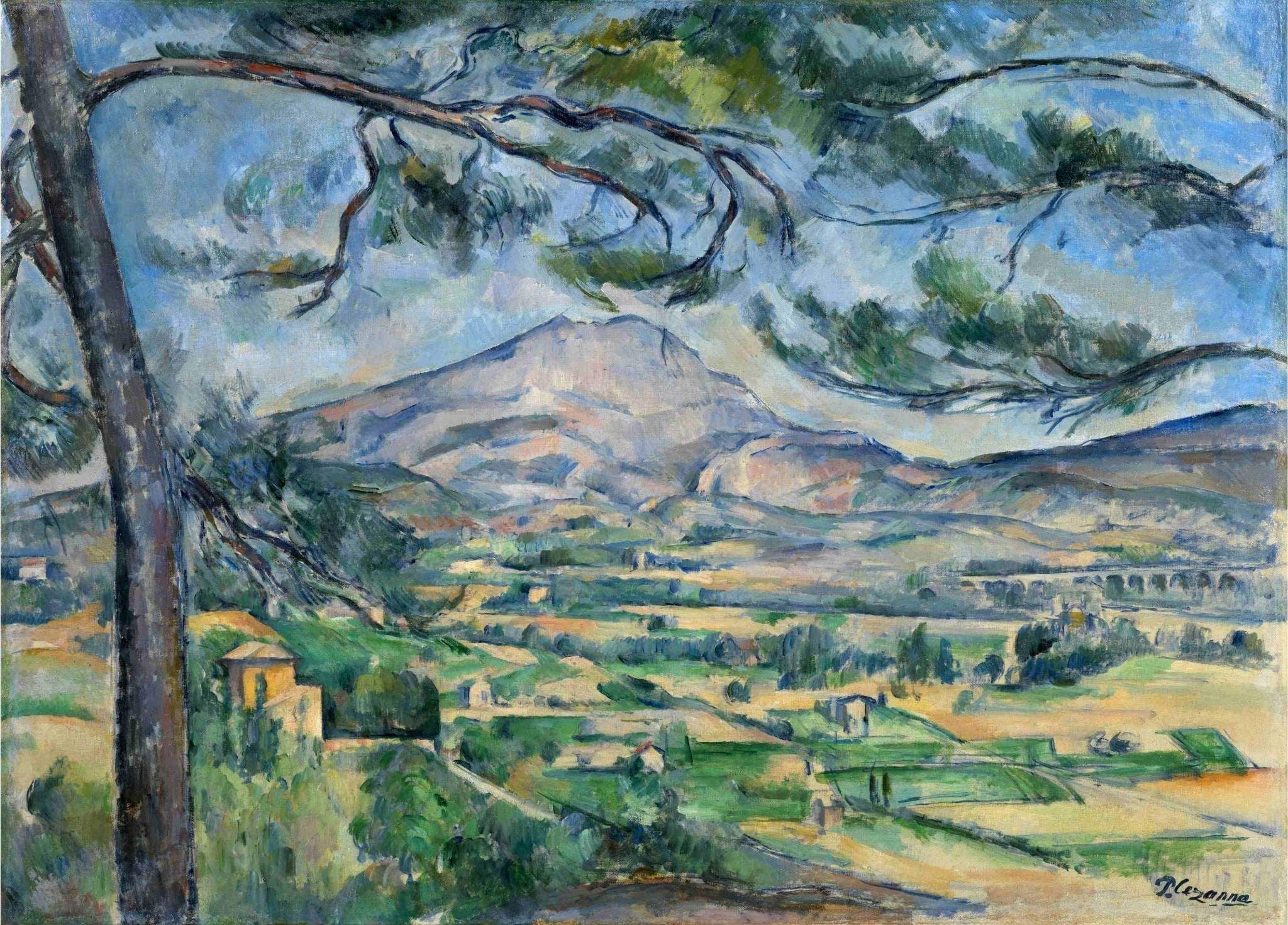 Paul Cezanne La Montagne Sainte-Victoire au grand pin Vers 1887 Huile sur toile 66.8 x 92.3 cm Courtauld Gallery, Londres.