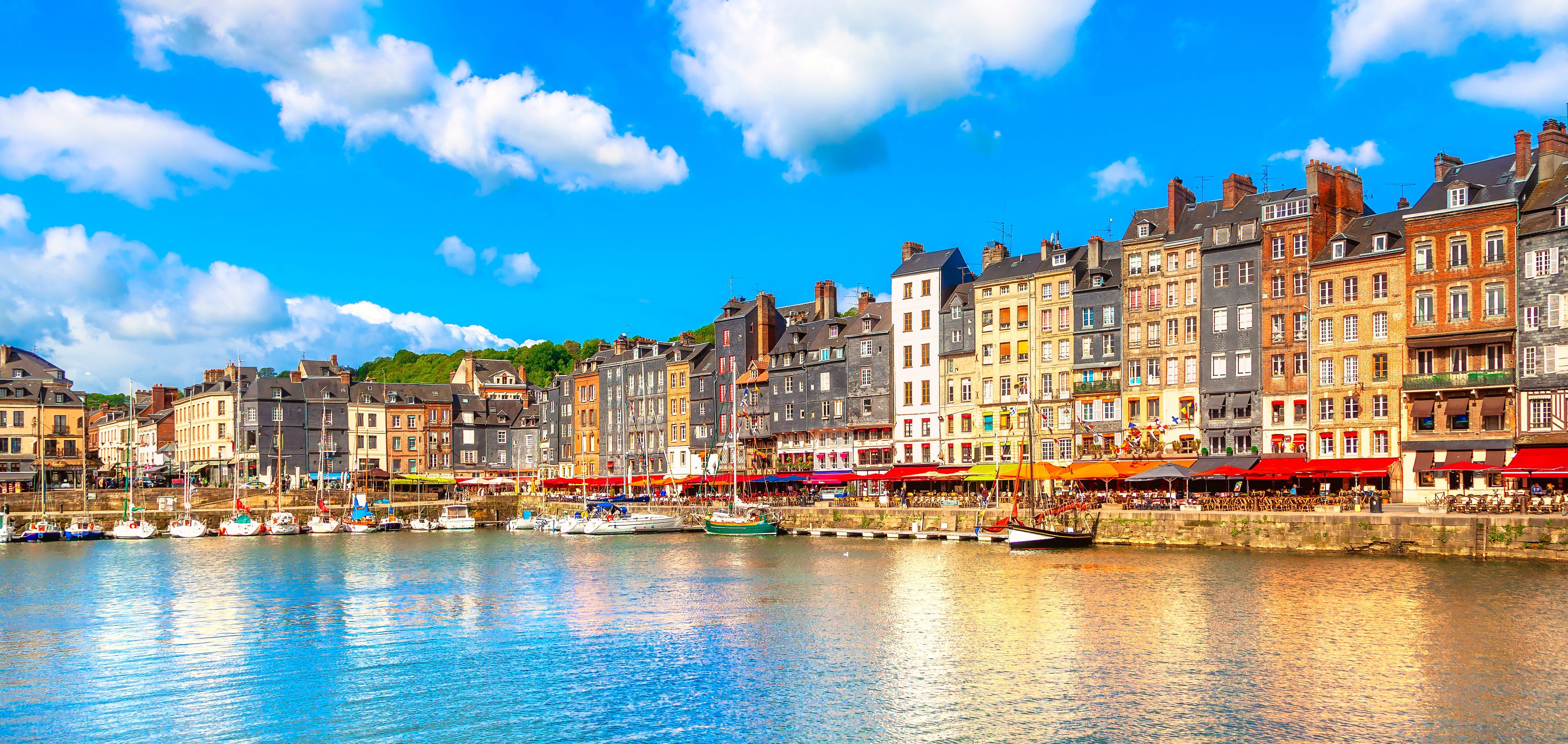 Honfleur village skyline harbor