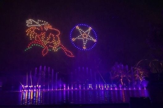 Lichtshow in het Parc Astérix