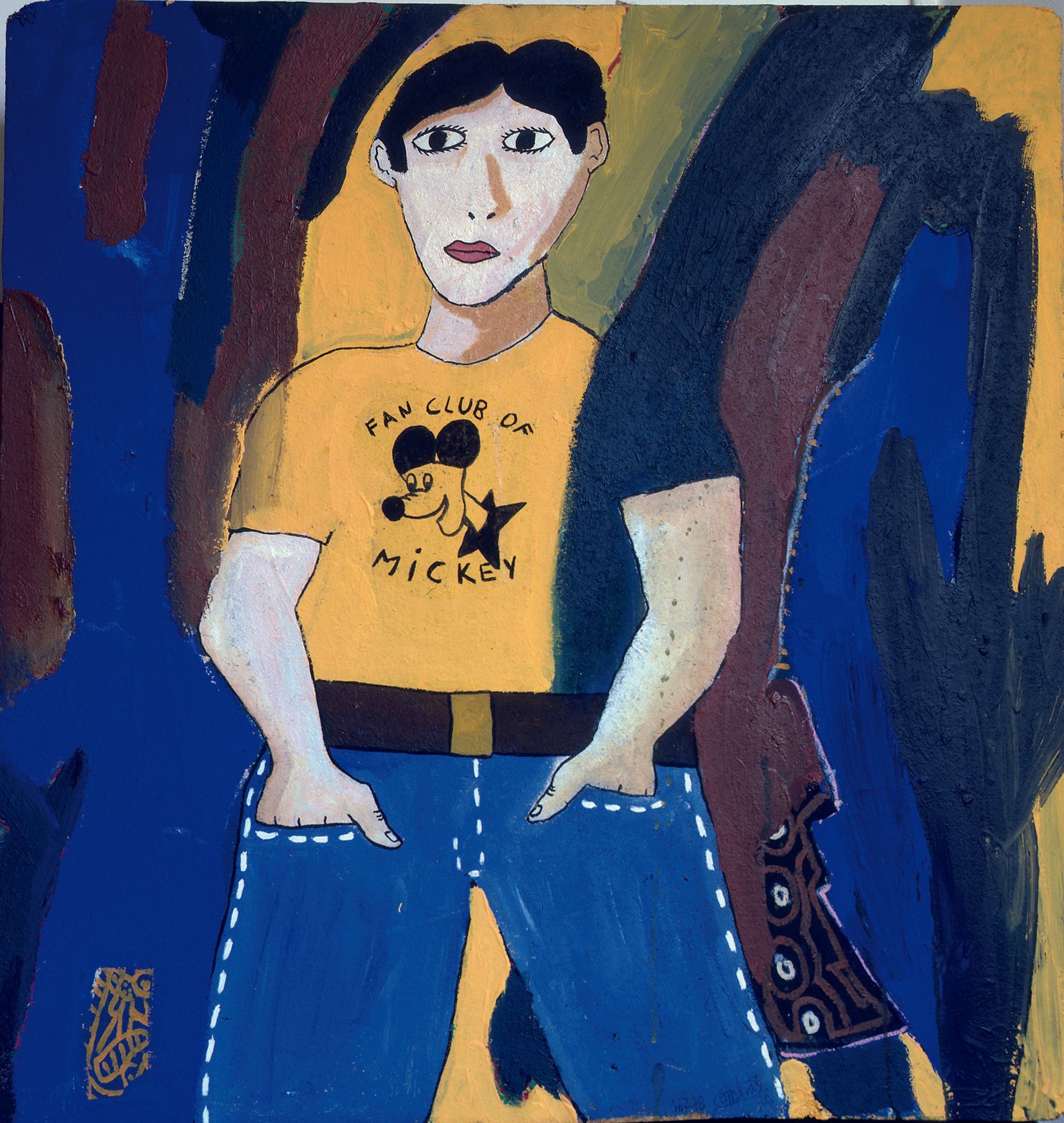 Robert COMBAS, Membre du fan club Mickey [...], 1979 / Acrylique sur bois, 100 x 97 cm / Collection de l’artiste.