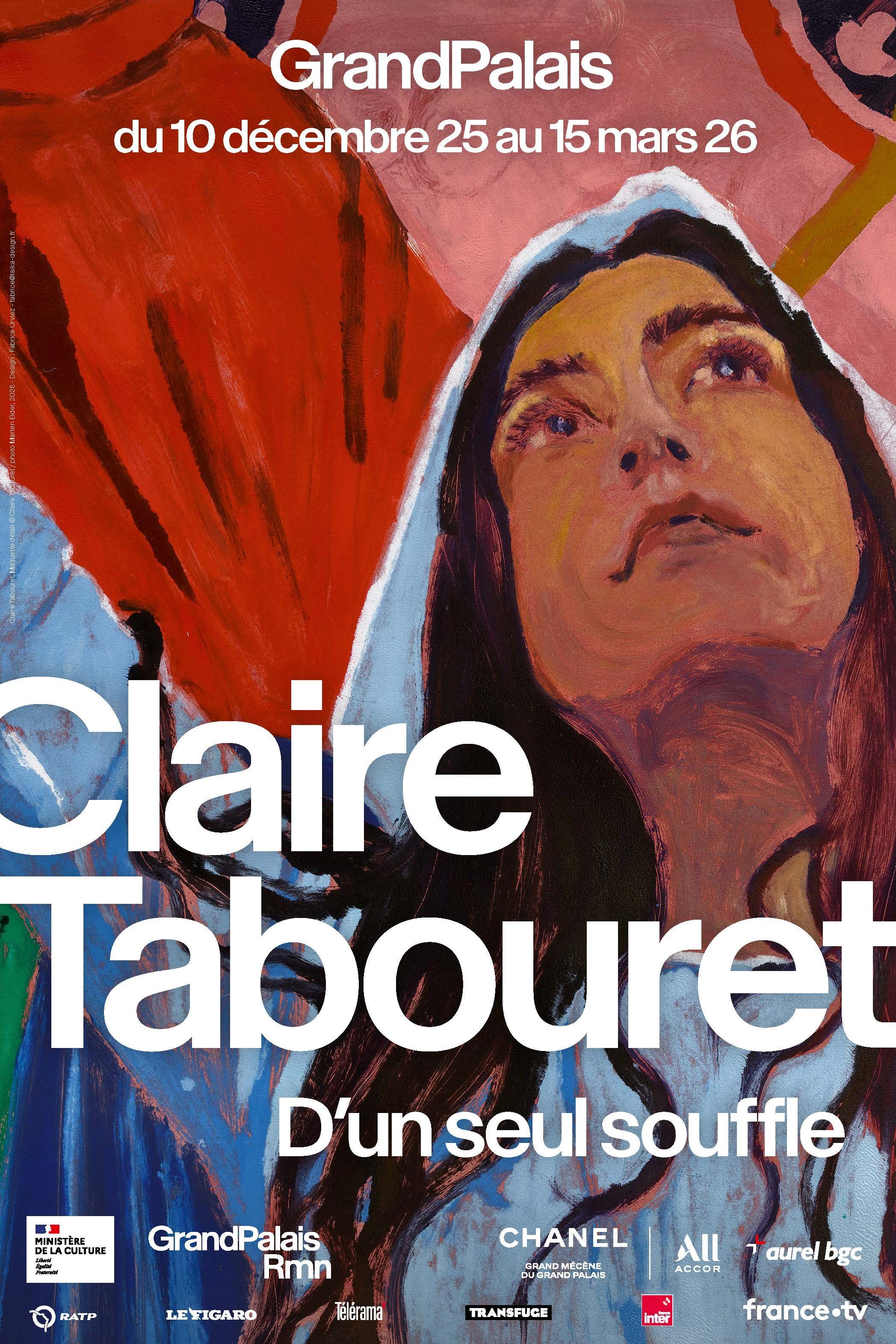 Affiche de l’exposition "Claire Tabouret D’un seul souffle" .