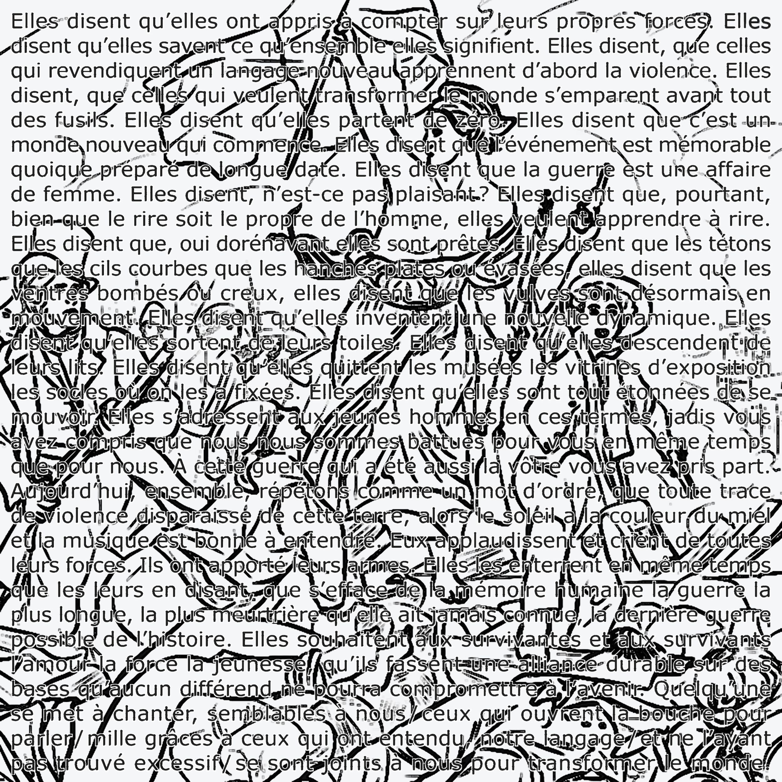 Agnès Thurnauer, "Delacroix/Wittig work in progress", 2025, Acrylique et feutre sur toile, 240 x 240 cm / Graphic design Loan Tourreau Degrémont.