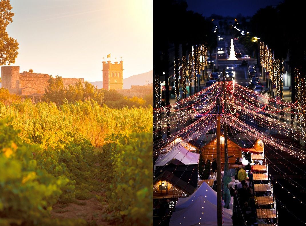 El castillo vizcondal del siglo XI y Navidad en las Ramblas de Canet-en-Roussillon.