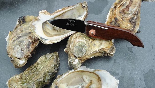 Cuchillo Farol y ostras.