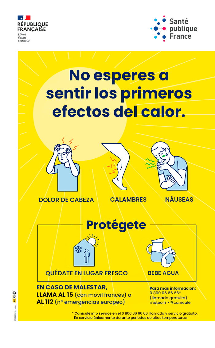 Cartel de la Campaña de sensibilización del Gobierno francés durante los periodos de altas temperaturas